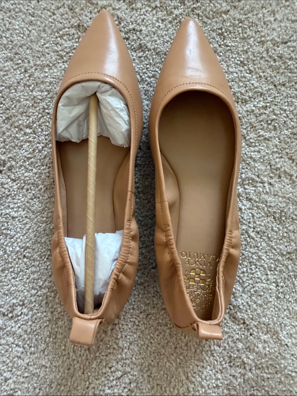 Vince Camuto NWT- Pointed Toe Ballet Flats in Camel Tan